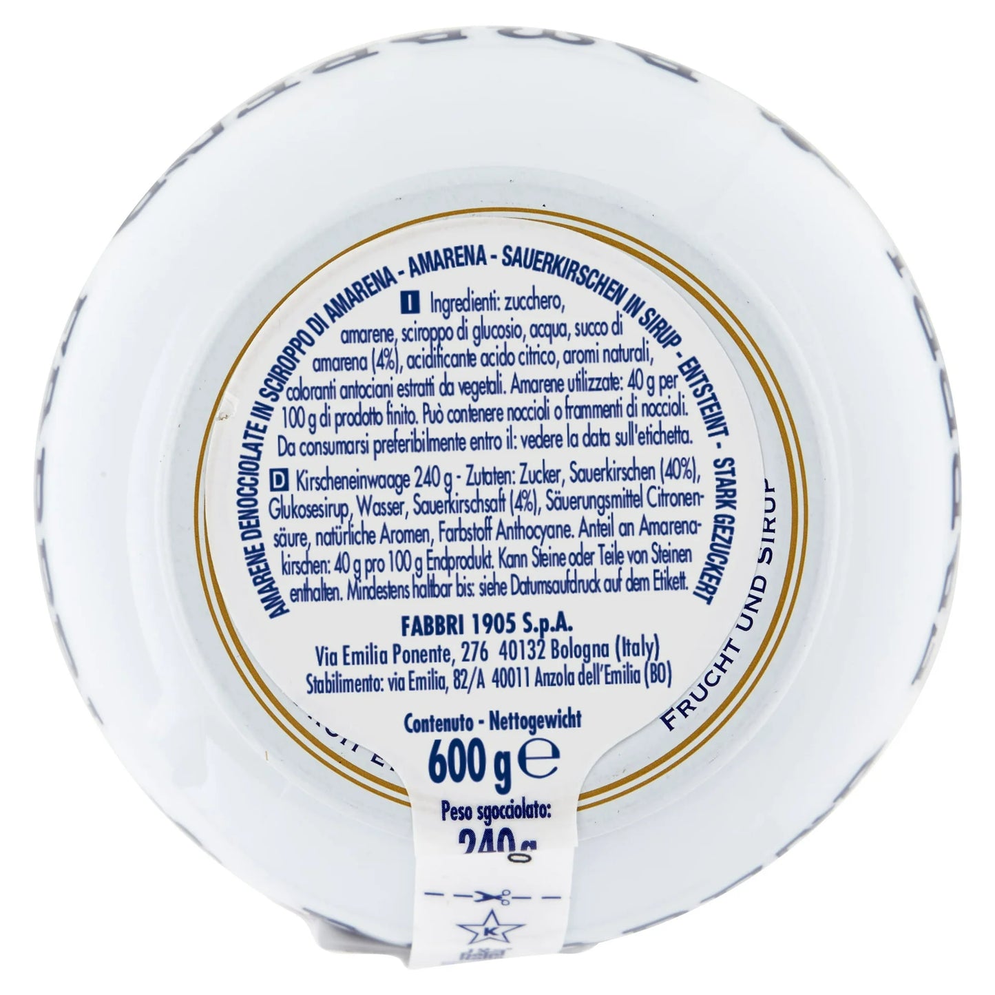 EXPIRED - Fabbri Amarena Wild Cherries in Syrup, 6-PACK, Gluten Free, Non-GMO, Vegan, 600g, 21 Ounce