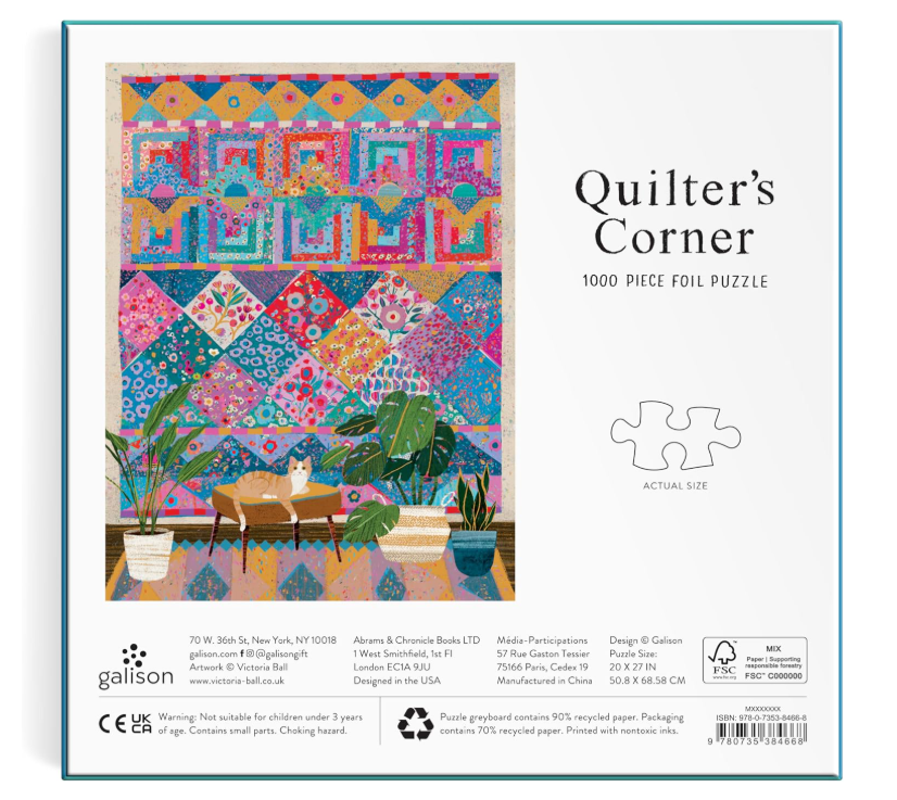 Galison Victoria Ball Quilter's Corner 1000 Piece Foil Puzzle - No Promo Code Needed!