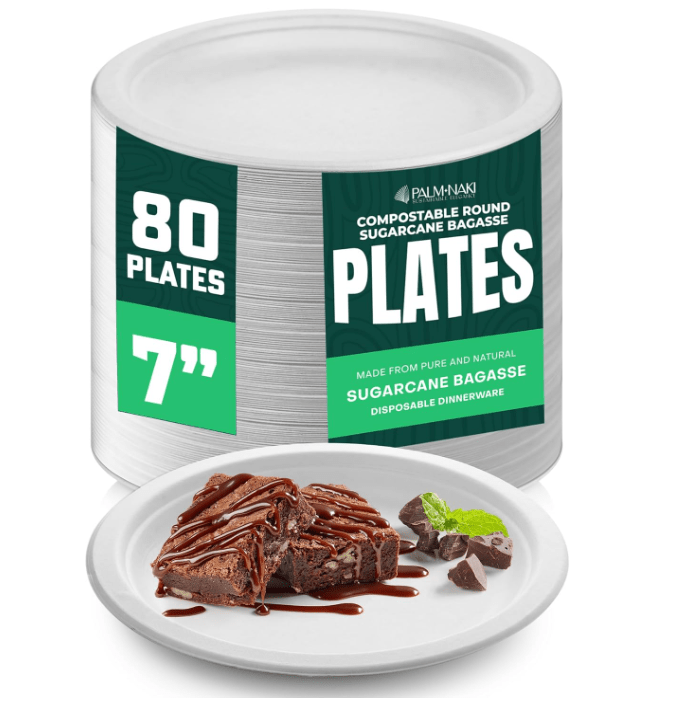 Palm Naki Bagasse Round Plate - No Promo Code Needed!