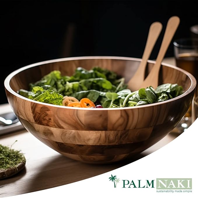 Palm Naki PL Palm Naki Salad Bowl With Two Servers - Used Very Good CONDITION: USED VERY GOOD 840320600449 No Promo Code Needed!