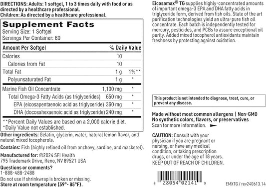 Klaire Labs Omega-3 Fish Oil Softgels - Null