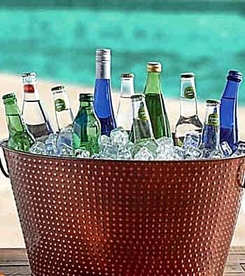 Old Dutch International Beverage Tub & Tray With Wheeled Stand Matte Copper - Null