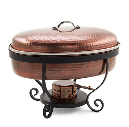 Old Dutch International Hammered Antique Copper Chafing Dish - Null