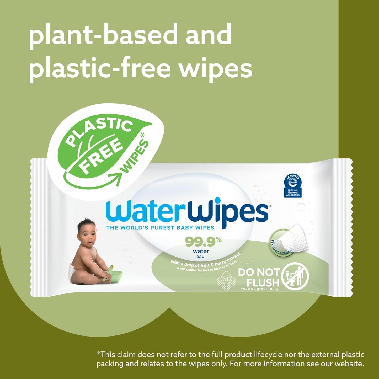 WaterWipes Plastic-Free Textured Clean Unscented & Hypoallergenic for Sensitive Skin 99.9% Water Based Toddler & Baby Wipes - 720 Count