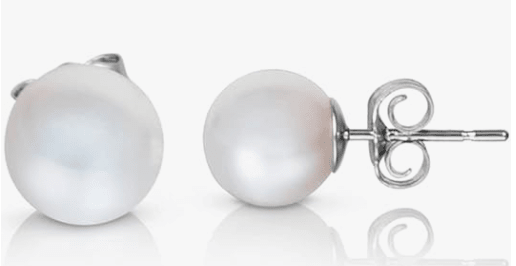 Bella Leora Round White AAA Freshwater Pearl Stud Earrings in 14K White Gold 1 pair (2 earrings) 7–7.5 mm Hypoallergenic 840320601026 No Promo Code Needed!