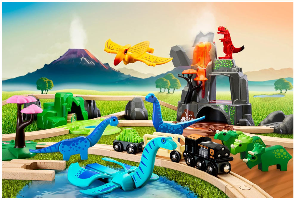 Brio Dinosaur Deluxe Set 44 pieces Interactive volcano 7312350361049 No Promo Code Needed!