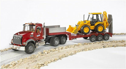 Bruder Mack Flatbed Toy Truck with Low Loader and JCB 4CX Backhoe Loader - No Promo Code Needed!