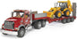 Bruder Mack Flatbed Toy Truck with Low Loader and JCB 4CX Backhoe Loader - No Promo Code Needed!