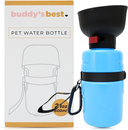 Buddy's Best Dog Water Bottle with Collapsible Bowl Pack of 1 21 oz Silicone 840320601620 No Promo Code Needed!