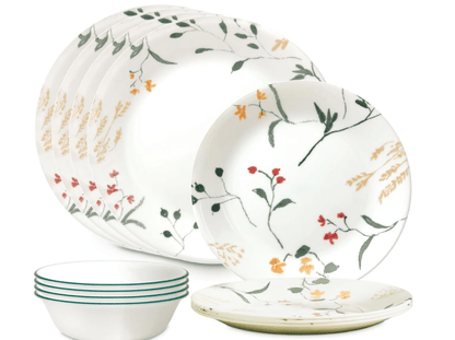 Corelle Vitrelle Dinnerware Wildflower Scatter 12 pieces Lightweight 71160157248 No Promo Code Needed!