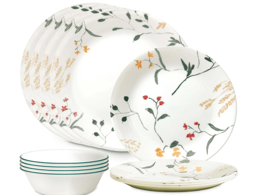 Corelle Vitrelle Dinnerware Wildflower Scatter 12 pieces Lightweight 71160157248 No Promo Code Needed!
