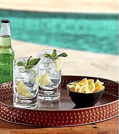 Old Dutch International Beverage Tub & Tray With Wheeled Stand Matte Copper - Null