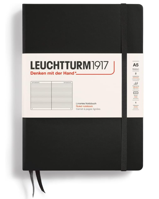 Leuchtturm1917 Hardcover Notebook Ruled Medium Black Size A5 251pg - Null