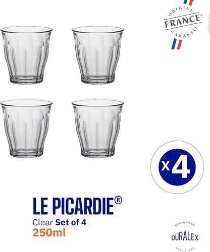 Duralex Le Picardie Glass Tumbler 25 cl Set of 4 Clear 3550190501049 No Promo Code Needed!