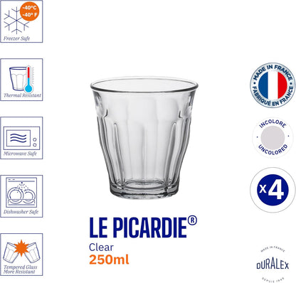 Duralex Le Picardie Glass Tumbler 25 cl Set of 4 Clear 3550190501049 No Promo Code Needed!