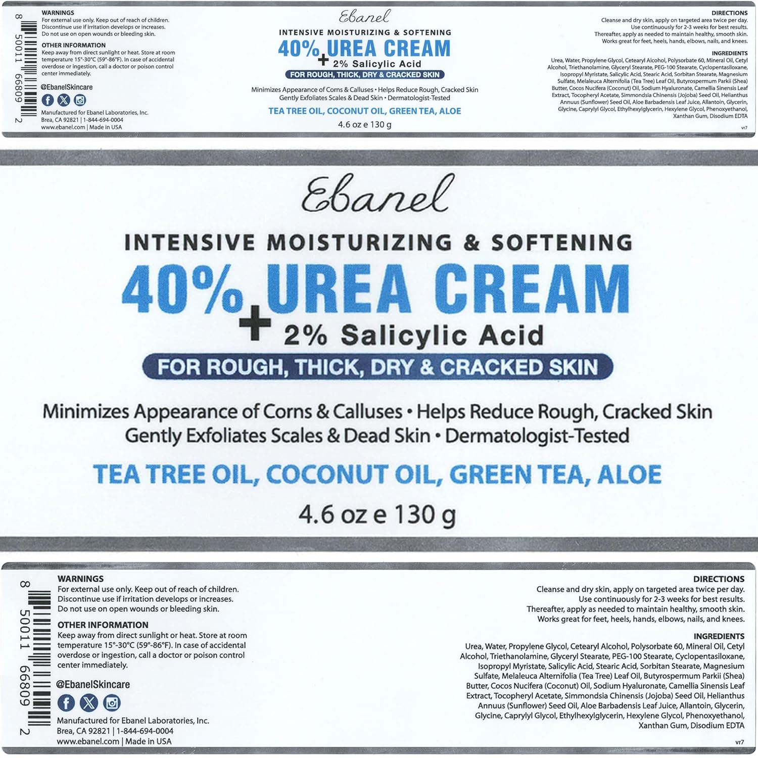 Ebanel Urea Cream 40% plus Salicylic Acid 2% - No Promo Code Needed!