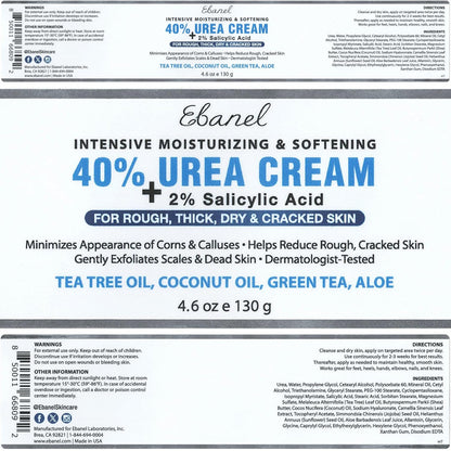 Ebanel Urea Cream 40% plus Salicylic Acid 2% - No Promo Code Needed!