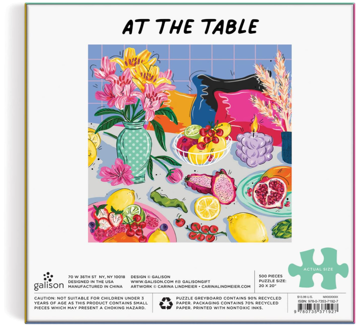 Galison At the Table 500 Piece Puzzle 500 pieces Smooth fit 9780735371927 No Promo Code Needed!