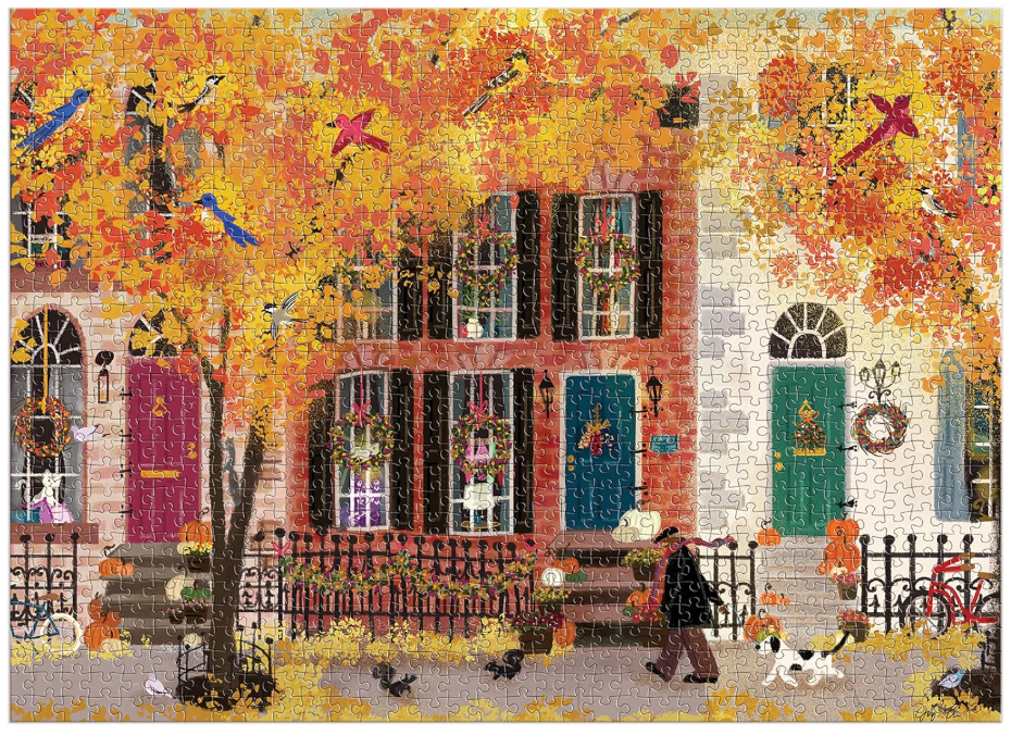 Galison Autumn in The Neighborhood 1000 Piece Puzzle - No Promo Code Needed!