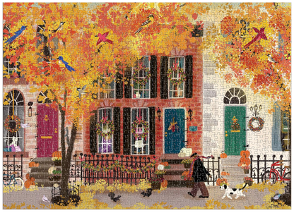 Galison Autumn in The Neighborhood 1000 Piece Puzzle - No Promo Code Needed!