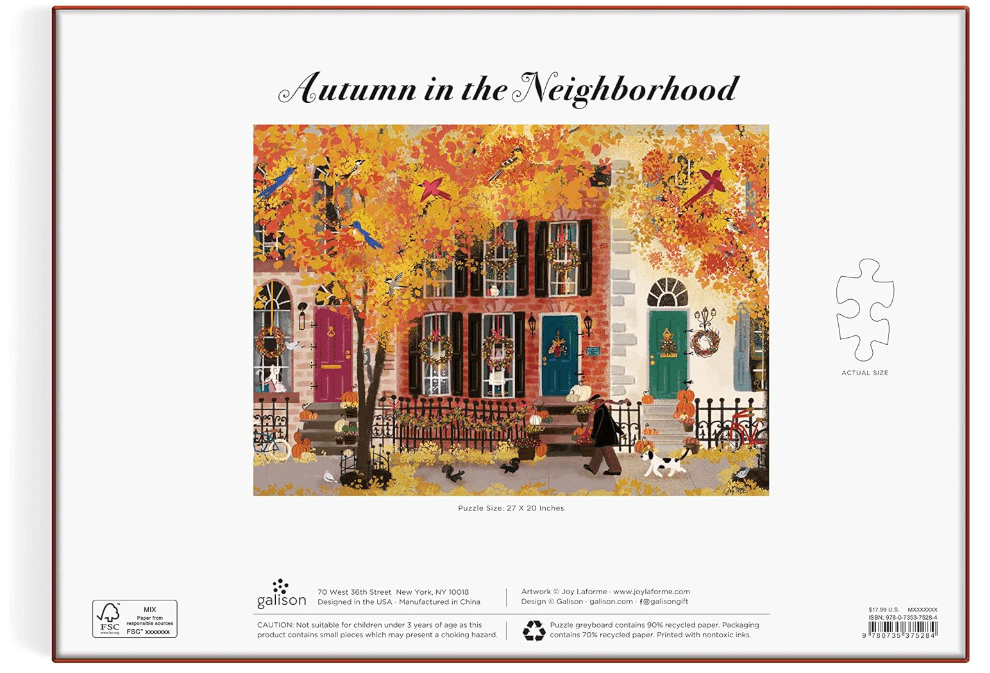 Galison Autumn in The Neighborhood 1000 Piece Puzzle - No Promo Code Needed!