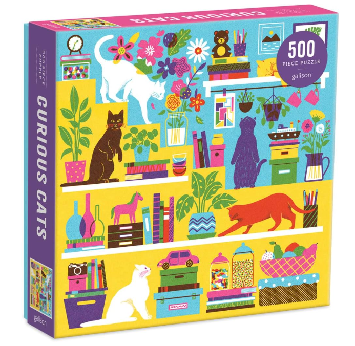 Galison Curious Cats 500 Piece Puzzle 500 Pieces Smooth fit 9780735366503 No Promo Code Needed!