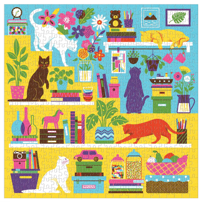 Galison Curious Cats 500 Piece Puzzle 500 Pieces Smooth fit 9780735366503 No Promo Code Needed!