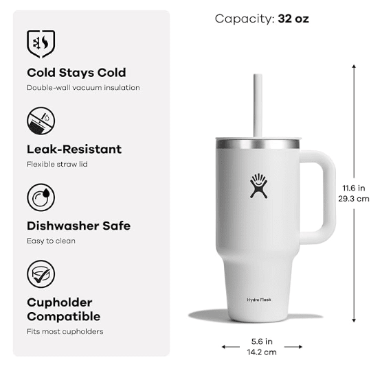 Hydro Flask Travel Tumbler with Handle Lid and Straw - No Promo Code Needed!