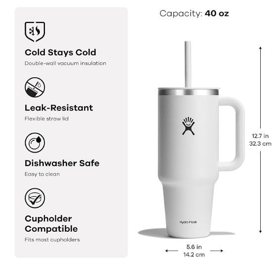 Hydro Flask Travel Tumbler with Handle Lid and Straw - No Promo Code Needed!