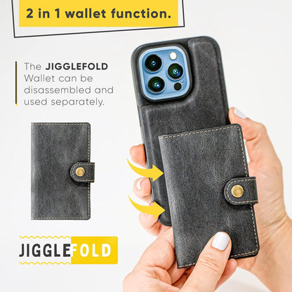 Jiggle & Fold Leather Phone Case with Detachable Wallet and Card Holder - No Promo Code Needed!