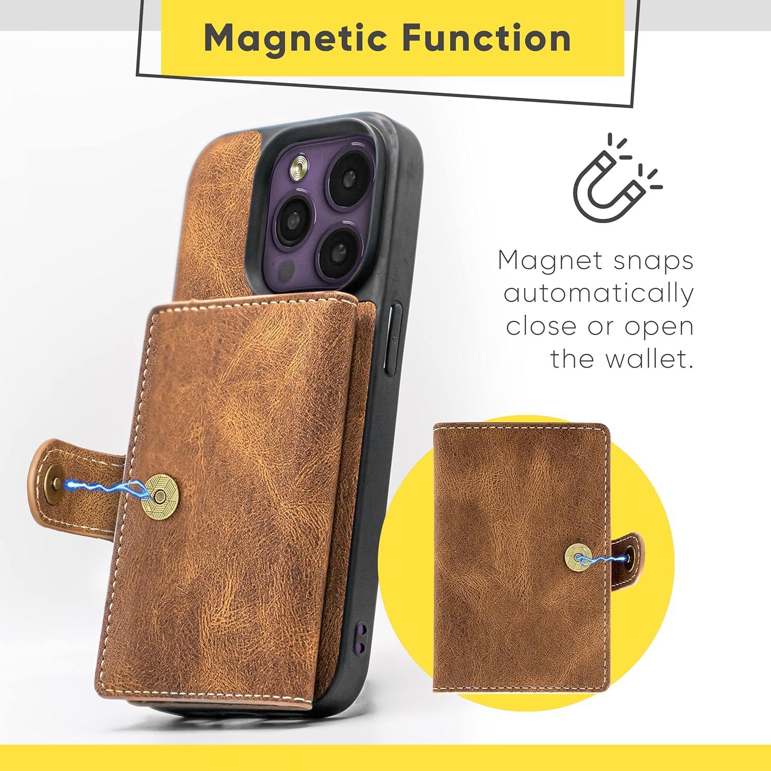 Jiggle & Fold Leather Phone Case with Detachable Wallet and Card Holder - No Promo Code Needed!