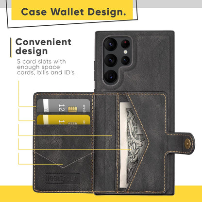 Jiggle & Fold Leather Phone Case with Detachable Wallet and Card Holder - No Promo Code Needed!