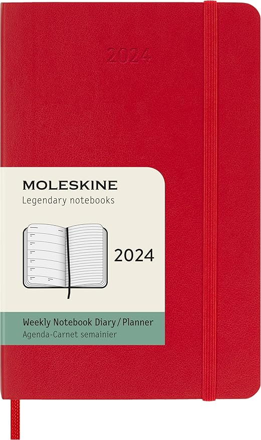 Moleskine 2024 Weekly Pocket Planner Soft Cover Scarlet Red 8056598856743 No Promo Code Needed!