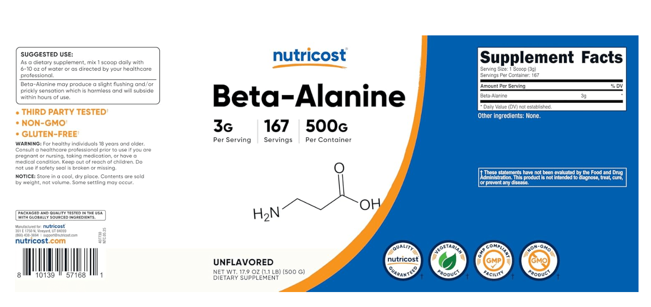 Nutricost Beta Alanine - No Promo Code Needed!