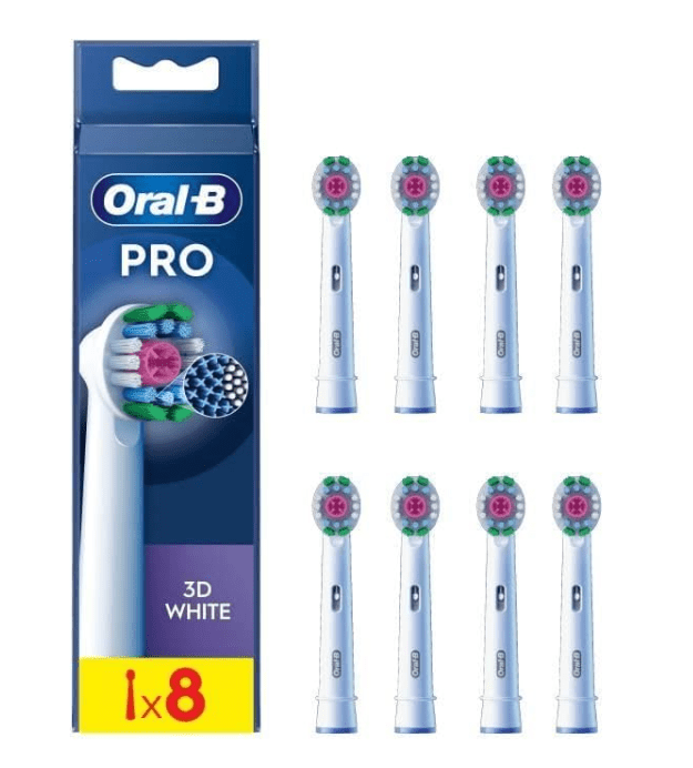 Oral - B 3D White Electric Toothbrush Head 8 per pack White 4210201094562 No Promo Code Needed!