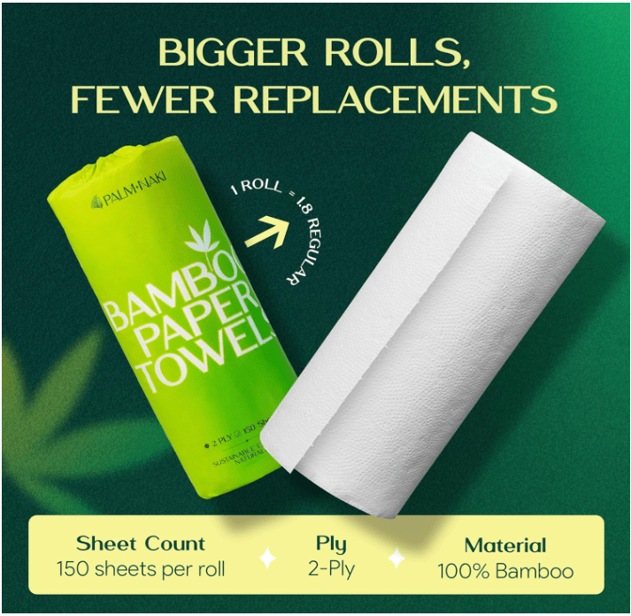 Palm Naki 100% Bamboo Paper Towels - No Promo Code Needed!