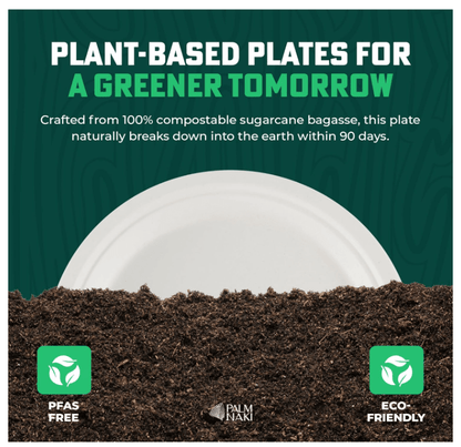 Palm Naki Bagasse Round Plate - No Promo Code Needed!