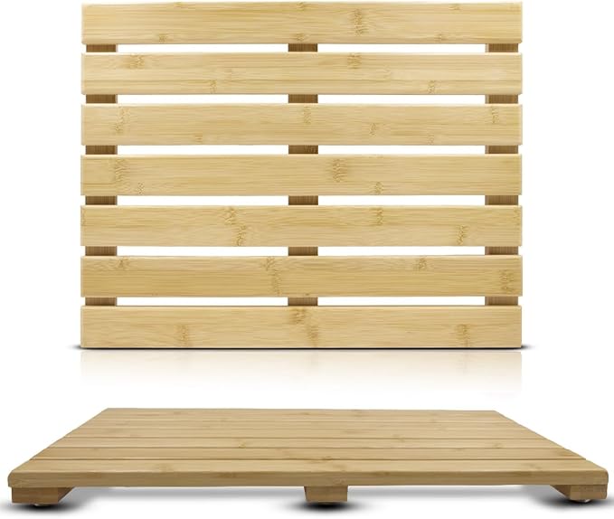 Palm Naki Bamboo Bathmat 1'3" x 1'9" (Rectangular) 1 Beige 840320602429 No Promo Code Needed!