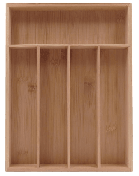 Palm Naki Bamboo Cutlery Organizer Tray 13.38"D x 9.88"W x 2"H 1 Piece Natural Classic 840320602436 No Promo Code Needed!