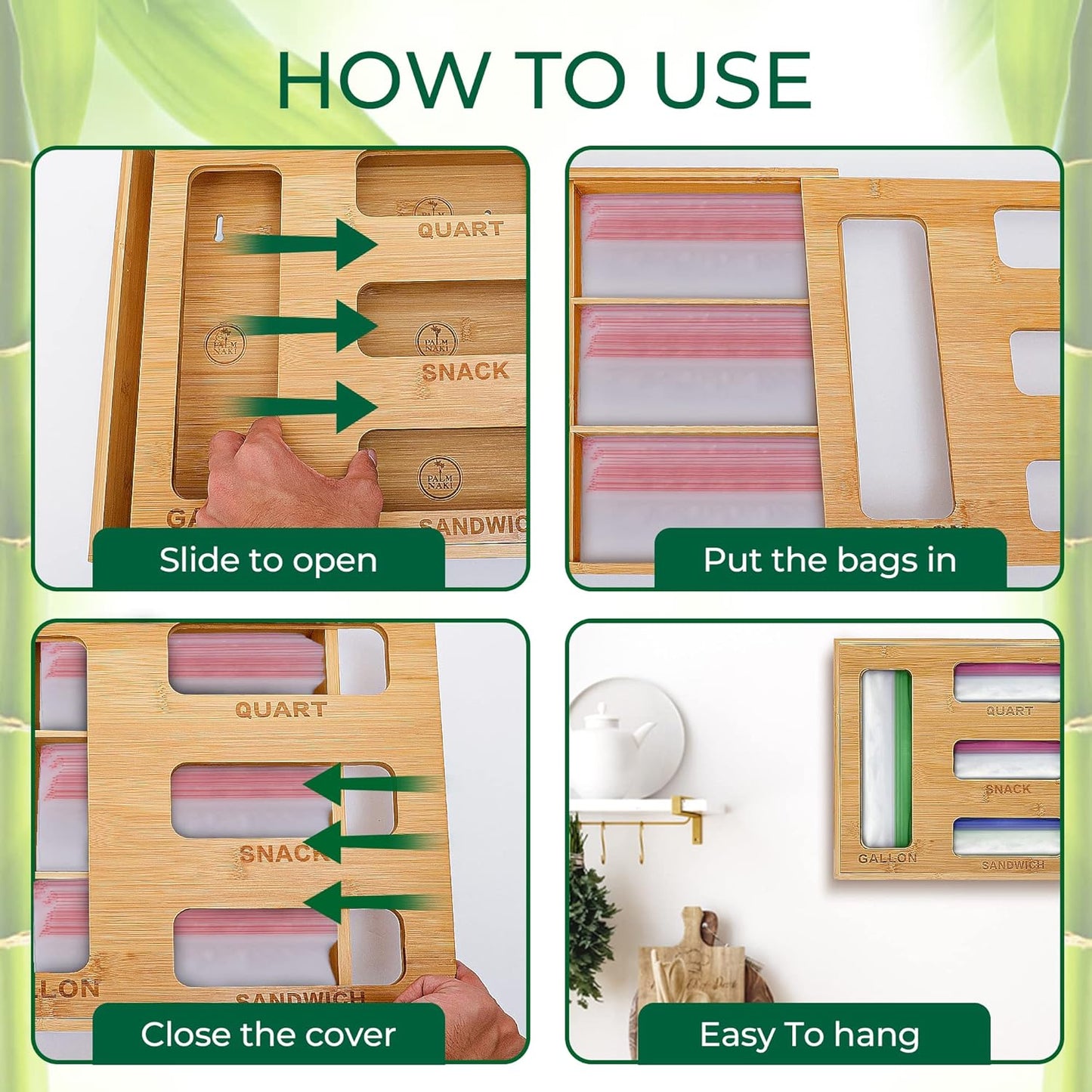 Palm Naki Bamboo Ziplock Bag Storage Organizer - No Promo Code Needed!