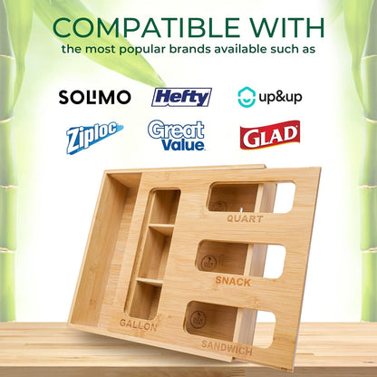 Palm Naki Bamboo Ziplock Bag Storage Organizer - No Promo Code Needed!