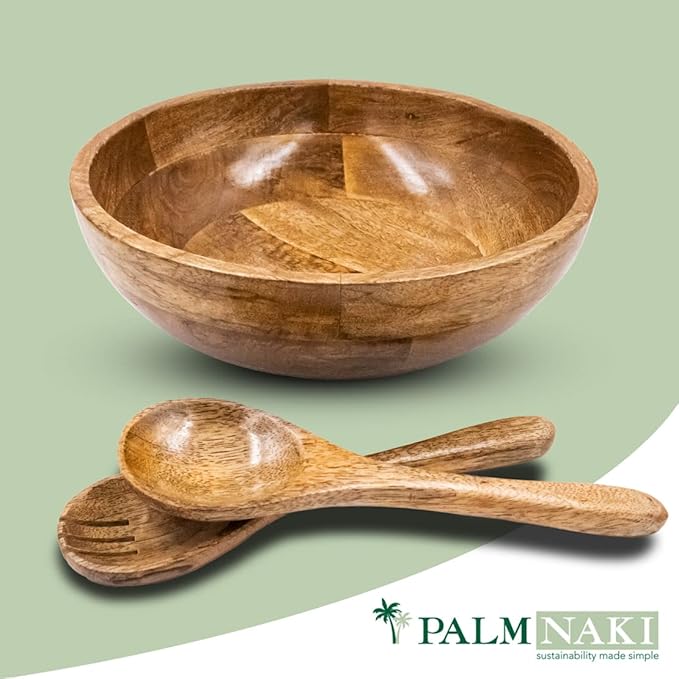 Palm Naki PL Palm Naki Salad Bowl With Two Servers - Used Very Good CONDITION: USED VERY GOOD 840320600449 No Promo Code Needed!