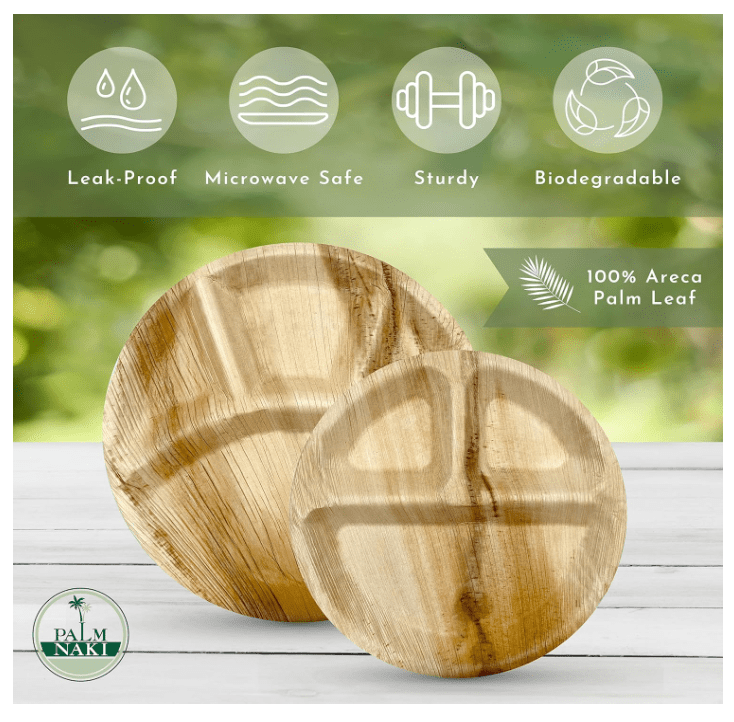 Palm Naki Round Compartment Palm Leaf Plates - No Promo Code Needed!