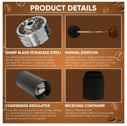 PL Manual Coffee Grinder with Adjustable Conical Burr - No Promo Code Needed!