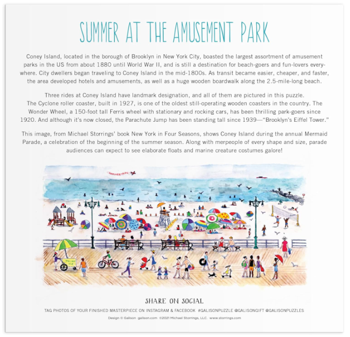 Galison Michael Storrings Summer At The Amusement Park 500 Piece Puzzle - Null